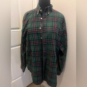 Men’s Polo Plaid Green Shirt
